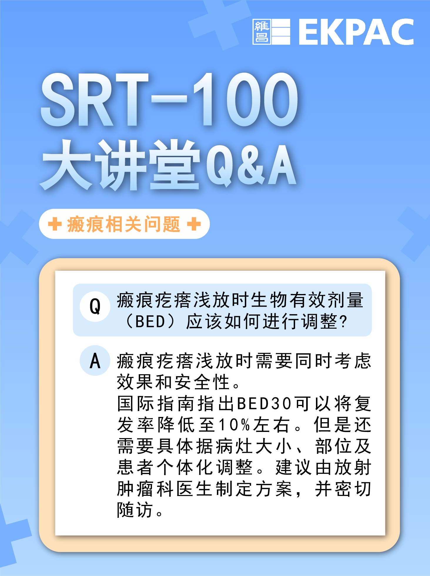 瘢痕疙瘩浅放时生物有效剂量(BED)应该如何进行调整?